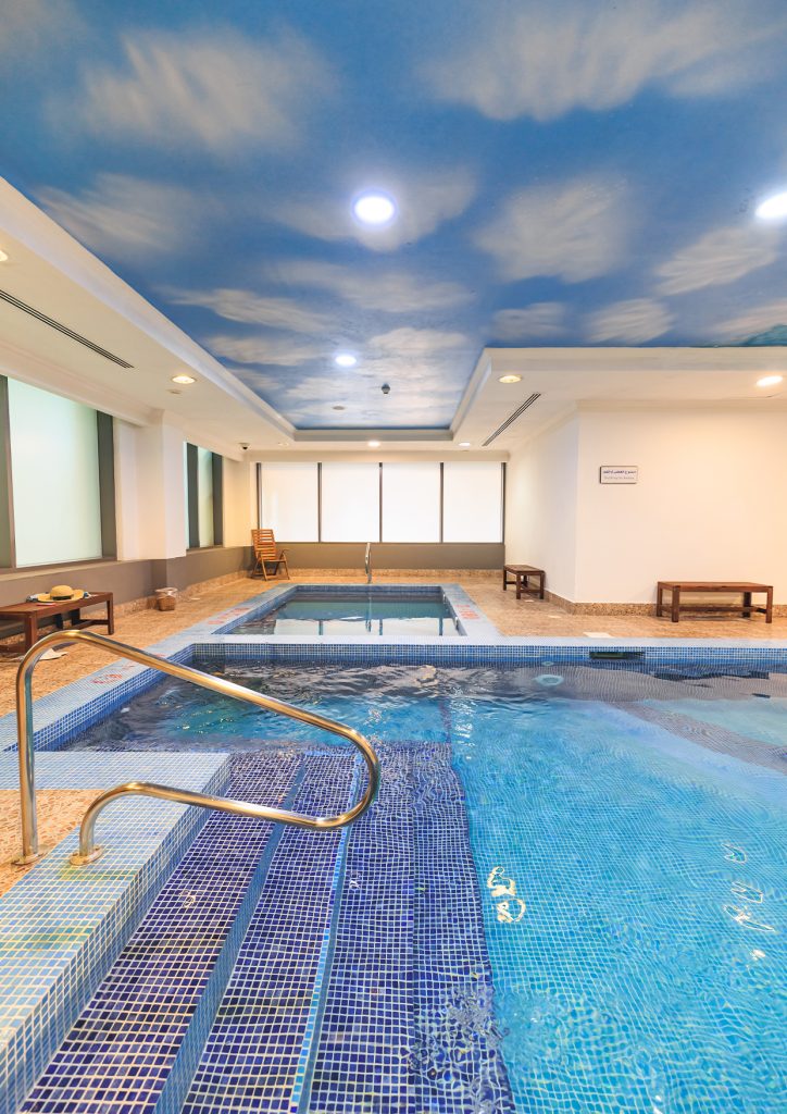 Indoor pool at Sapphire Plaza Hotel in central Doha